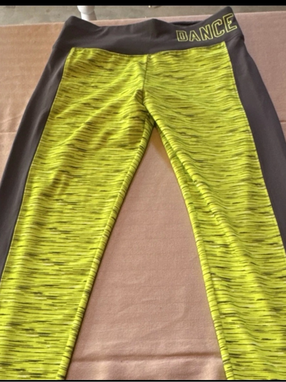 Justice‎ High-Waist Neon Yellow & Charcoal Dance Leggings #30